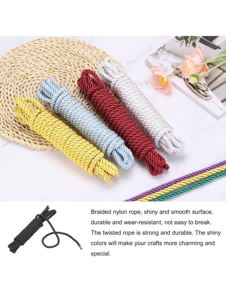 Cuerda trenzada de nylon Rebower 8mm x 5.5 yardas negra