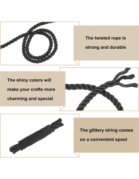 Cuerda trenzada de nylon Rebower 8mm x 5.5 yardas negra