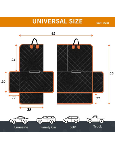 Funda de Asiento para Perro IVY&LANE Grande Impermeable 2-en-1