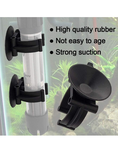 OIIKI 10 Ventosas para Calentador de Acuario con Clips - Negro