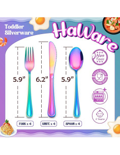 Juego de Cubiertos para Niños HaWare 12 Piezas Acero Inoxidable 2