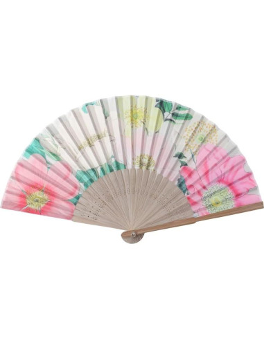 Abanico de Mano HeyToo Plegable de Bambú con Patrón Floral Grande