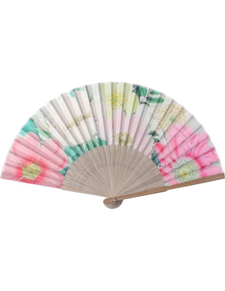 Abanico de Mano HeyToo Plegable de Bambú con Patrón Floral Grande