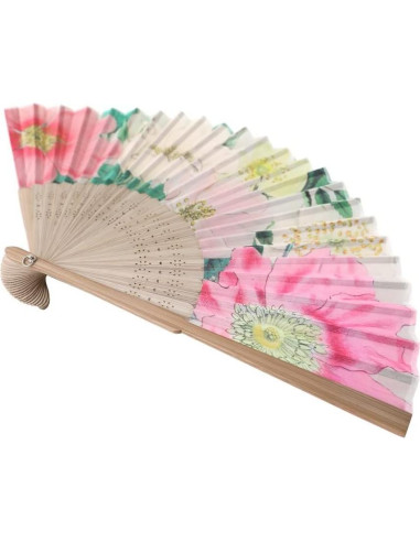 Abanico de Mano HeyToo Plegable de Bambú con Patrón Floral Grande