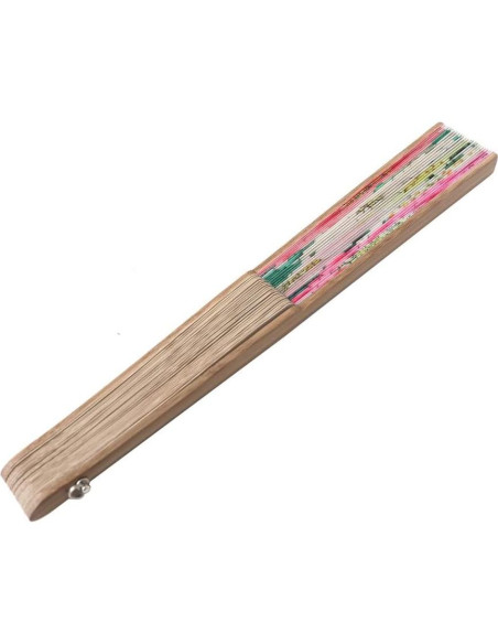 Abanico de Mano HeyToo Plegable de Bambú con Patrón Floral Grande