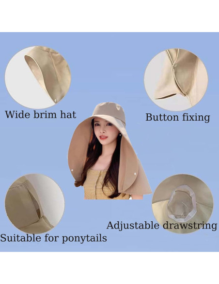 Sombrero de sol para mujer con protección UV y chal beige