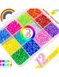 12 Rhinestones de Resina Coloridos 3mm qiipii para Manualidades 2