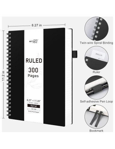 Cuaderno Espiral RETTACY A4 300 Páginas Rayas Universitarias