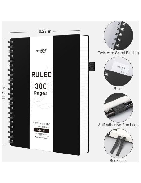 Cuaderno Espiral RETTACY A4 300 Páginas Rayas Universitarias