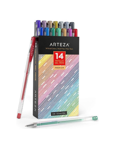 Bolígrafos de Gel Metálicos ARTEZA - 14 Colores con Agarre Triangular