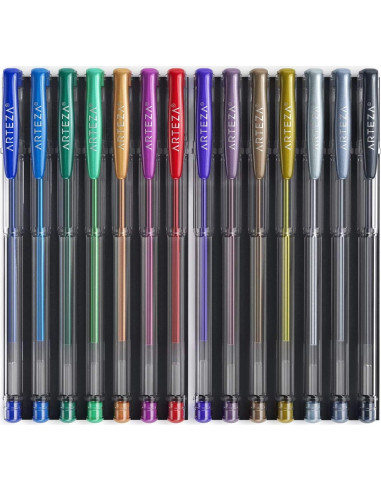Bolígrafos de Gel Metálicos ARTEZA - 14 Colores con Agarre Triangular