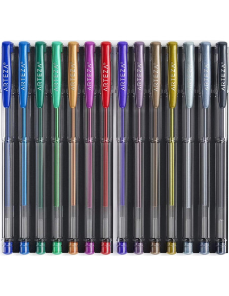 Bolígrafos de Gel Metálicos ARTEZA - 14 Colores con Agarre Triangular