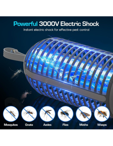 Asesino de Mosquitos Eléctrico Recargable 3000V con Luz LED