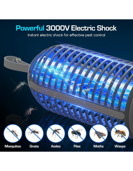 Asesino de Mosquitos Eléctrico Recargable 3000V con Luz LED