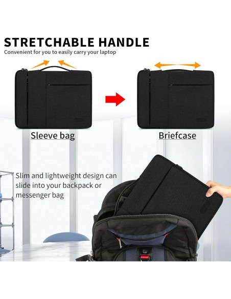 Funda para Laptop Lubardy 13.3-14 Pulgadas Negra Impermeable