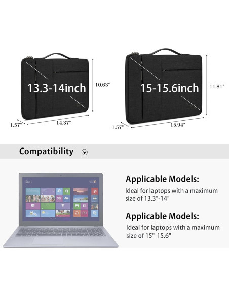 Funda para Laptop Lubardy 13.3-14 Pulgadas Negra Impermeable