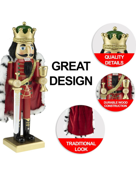 Cascanueces de Madera Rey Arturo 35.56 cm Clever Creations