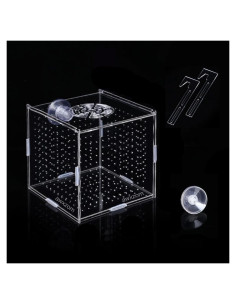 Caja de cría de peces acrílica AWXZOM 9.9x9.9x9.9 cm