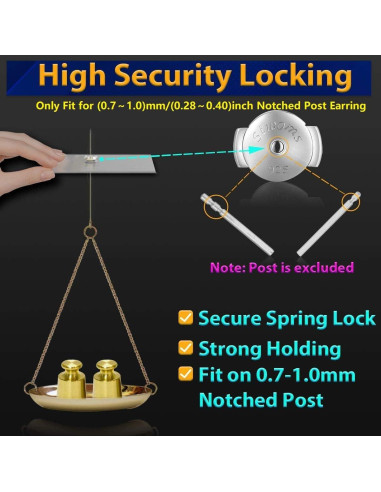 2 Pares de Respaldos de Aretes Hipoalergénicos Siwoms 7mm