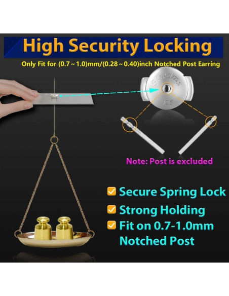 2 Pares de Respaldos de Aretes Hipoalergénicos Siwoms 7mm