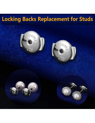 2 Pares de Respaldos de Aretes Hipoalergénicos Siwoms 7mm