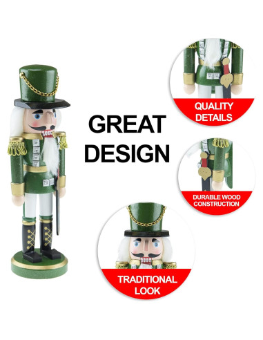 Cascanueces de Madera Verde Clever Creations 26 cm Tradicional