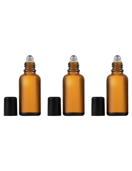 3 Botellas de Vidrio Vacías 30ml con Rodillo GSHLLO