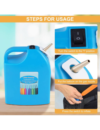 Inflador de Globos Eléctrico Consfly Portátil 12W Batería 2h