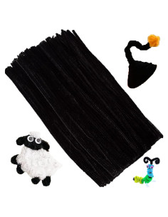 100 Limpiapipas Gruesos Negros XIAOJING para Manualidades