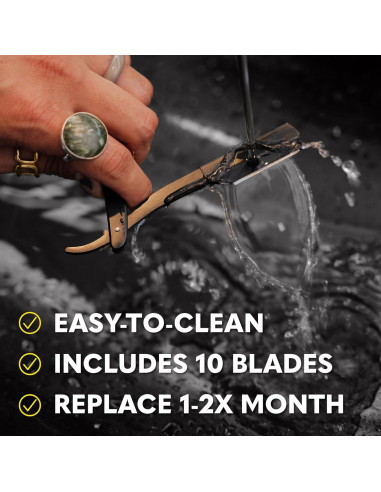 Navaja Recta The Beard Club con 10 Cuchillas de Acero Inoxidable