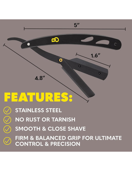 Navaja Recta The Beard Club con 10 Cuchillas de Acero Inoxidable