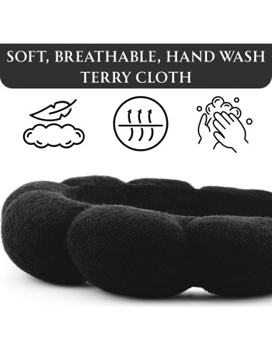 Diadema de Cuidado de la Piel 2 Orchids - Tela de Toalla Negra