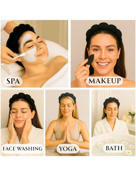 Diadema de Cuidado de la Piel 2 Orchids - Tela de Toalla Negra