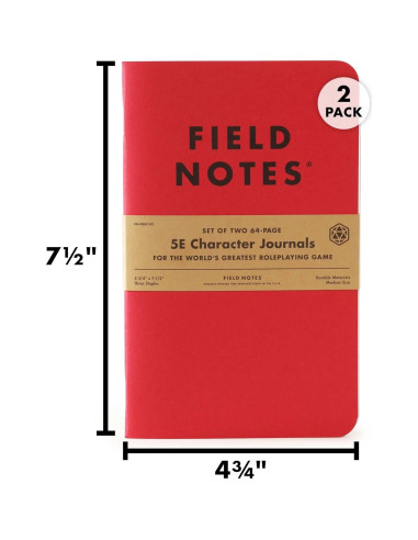 Diario de Personaje 5E Field Notes - Paquete de 2 - D&D