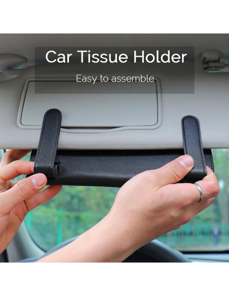 Soporte de Tejidos para Auto Biyrly - Funda de Cuero PU Negro