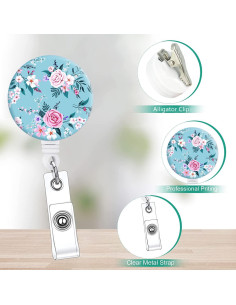 Porta Credencial Retráctil Yecitona 3 Paquetes Florales 60 cm 2