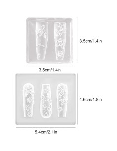 Kit de Moldes de Uñas de Silicona JFIYUO - 2 Piezas 3D Floral 2