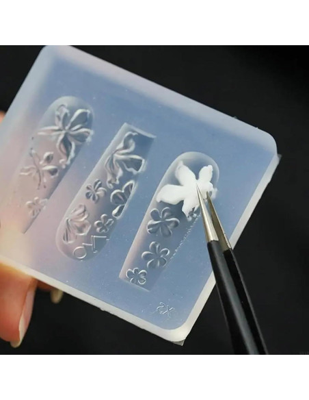Kit de Moldes de Uñas de Silicona JFIYUO - 2 Piezas 3D Floral