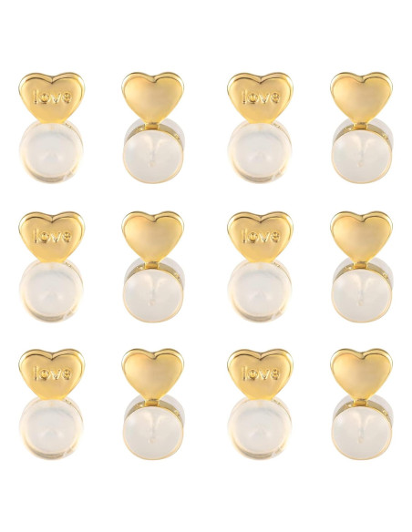 12 Piezas Soporte de Aretes Hipoalergénico ASH'S CHOICE Oro 14K