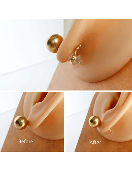 12 Piezas Soporte de Aretes Hipoalergénico ASH'S CHOICE Oro 14K