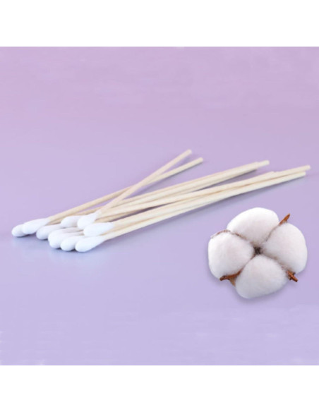 Bastones de Algodón RIKWOG 200 Pcs 15 cm Mango de Madera