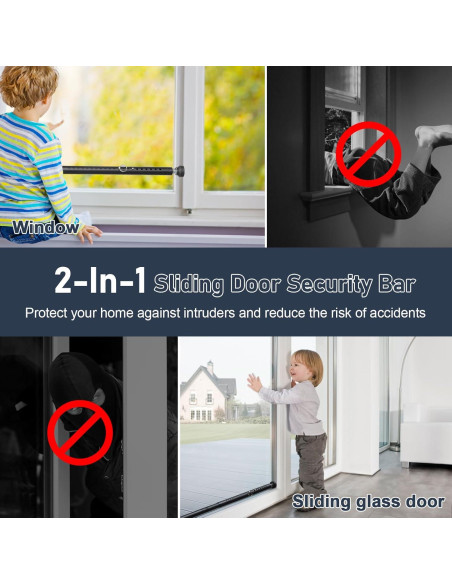 Barra de Seguridad Ajustable USDeikour para Puertas y Ventanas 43-130 cm