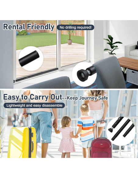 Barra de Seguridad Ajustable USDeikour para Puertas y Ventanas 43-130 cm