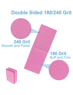 Bloques de Pulido de Uñas AhaTopia 50 Pcs 180/240 Grano Rosa 2