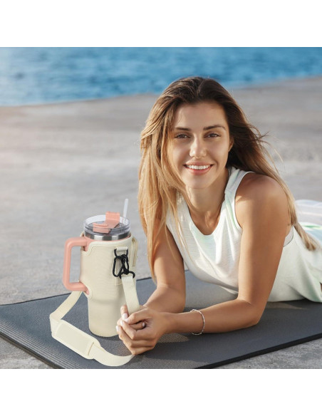 Bolsa Portabotellas de Agua WuikerDuo 1.18L con Bolsillo Beige