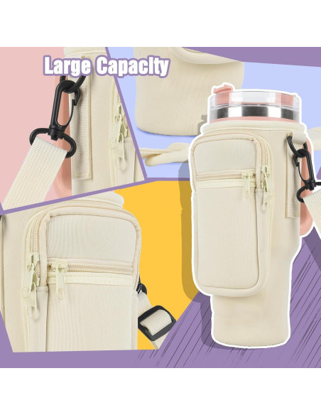 Bolsa Portabotellas de Agua WuikerDuo 1.18L con Bolsillo Beige