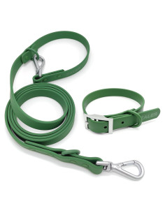 Conjunto Collar y Correa para Perro ZALER Ajustable Impermeable L Verde