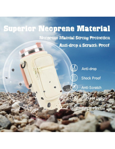 Bolsa Portabotellas de Agua WuikerDuo 1.18L con Bolsillo Beige