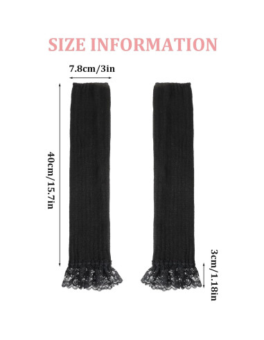 Mangas Calentadoras Sin Dedos Abeillo Blancas de Encaje 40x7.8cm