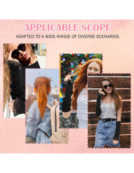 Mangas Calentadoras Sin Dedos Abeillo Blancas de Encaje 40x7.8cm